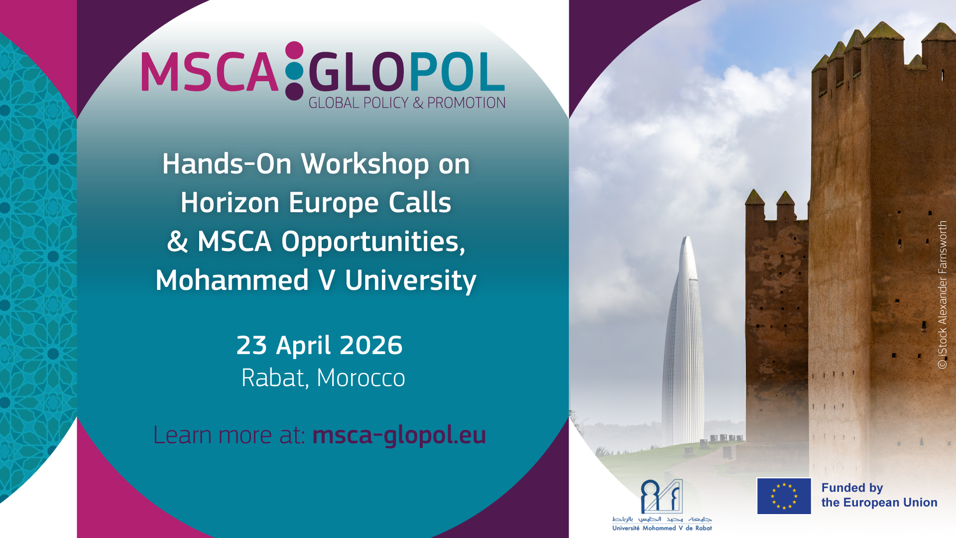 Hands-On Workshop on Horizon Europe Calls &  MSCA Opportunities, Mohammed V University in Rabat, Morocco – 23 April 2026