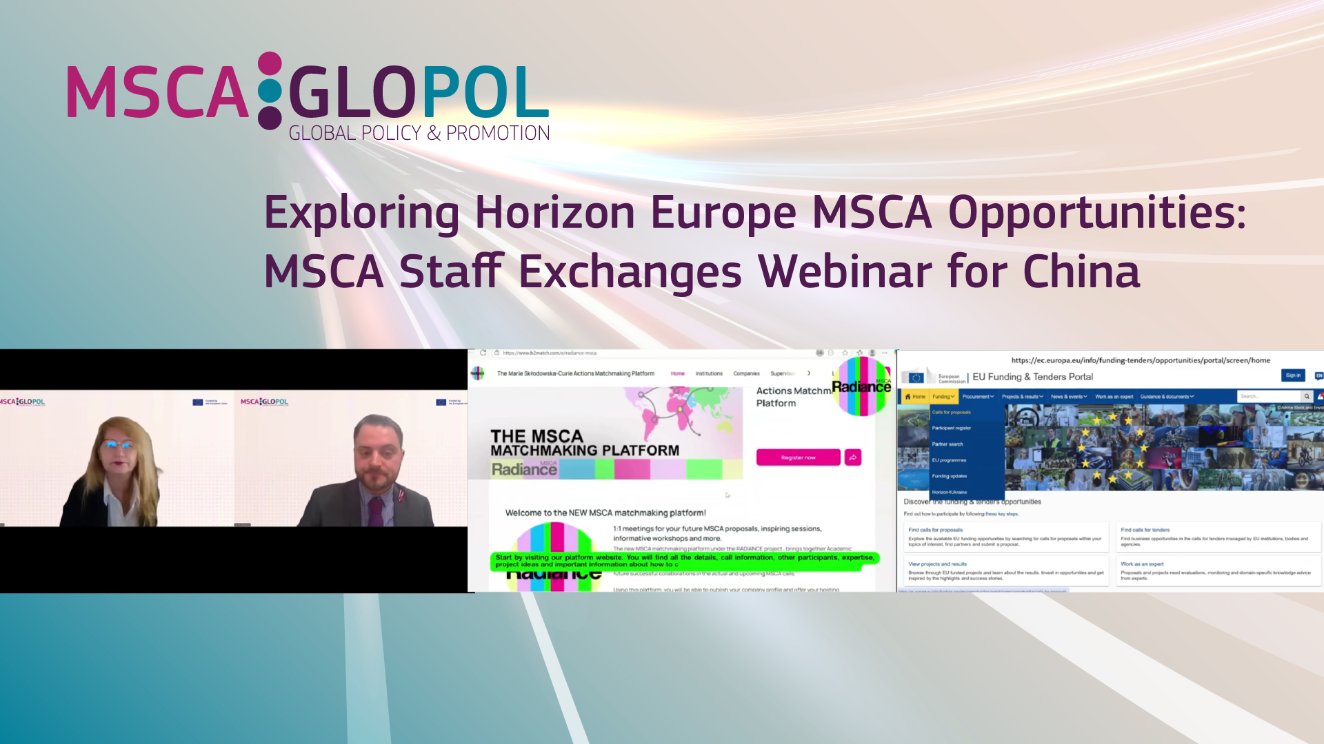 Exploring Horizon Europe MSCA Opportunities: MSCA Staff Exchanges
Webinar for China